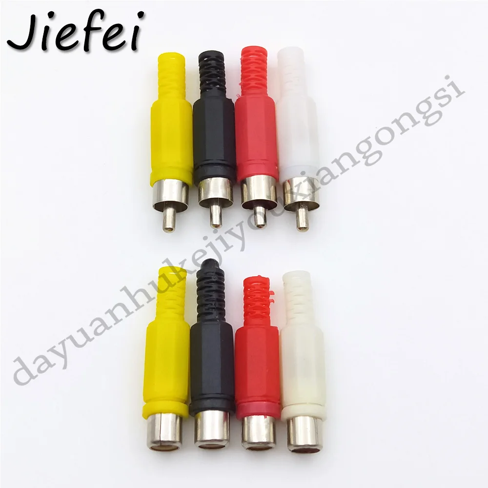 Conector Rca de Cores Conector Macho e Fêmea de Áudio com Protetor de Cabo de Mola Alça de Plástico 40 Peças