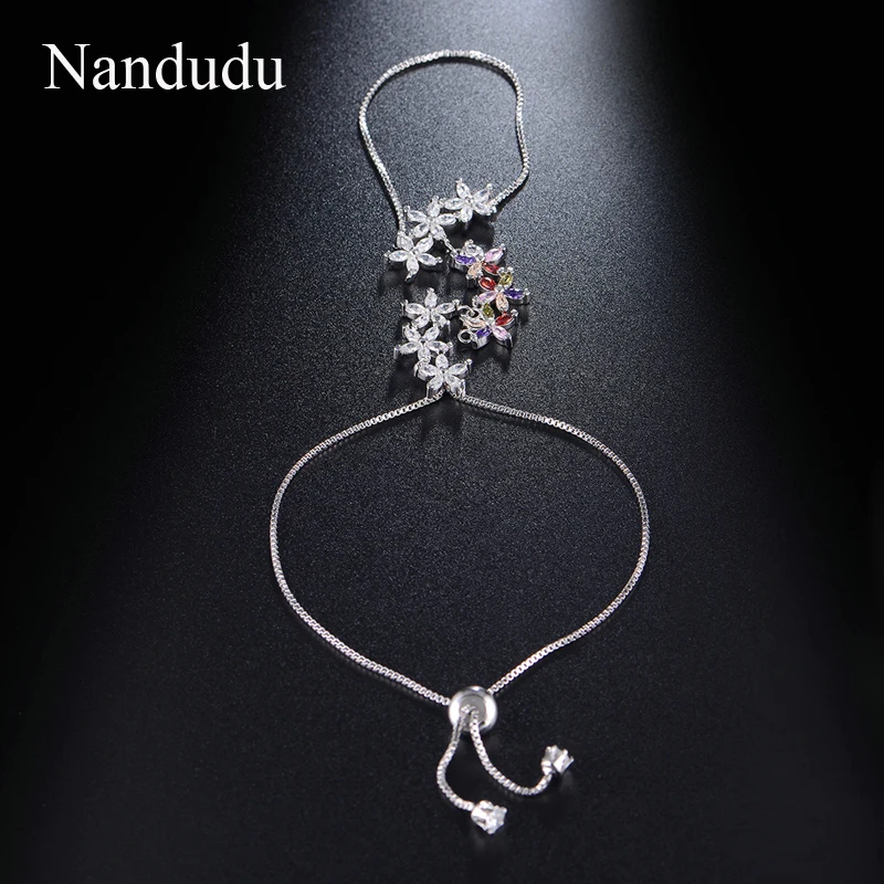 Nandudu, Новое поступление, ручная цепочка, пальмовый браслет, роскошный цветок, австрийский браслет с кристаллами, регулируемый размер, модное ювелирное изделие, подарок R1076