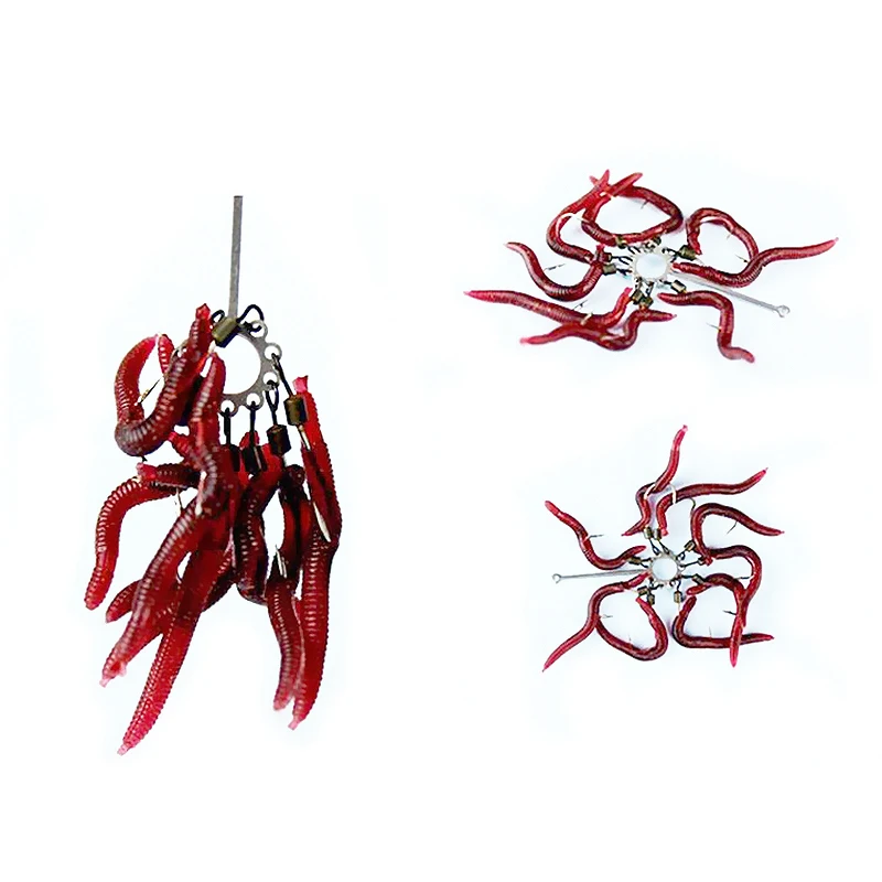 

50pcs Bionic earthworm Silicone Soft Plastic Bait red Worms Carp Fishing Lure Set Artificial Fish Tackle Accessories Pond lake