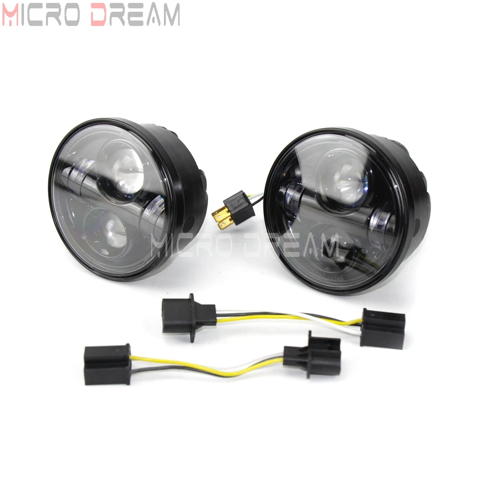 DOT Motorcycle 4.65 inch Headlight LED High Low Beam Headlamp for Harley Dyna Fat Bob 2008-2016 Daytime Running Head Lights | Автомобили и