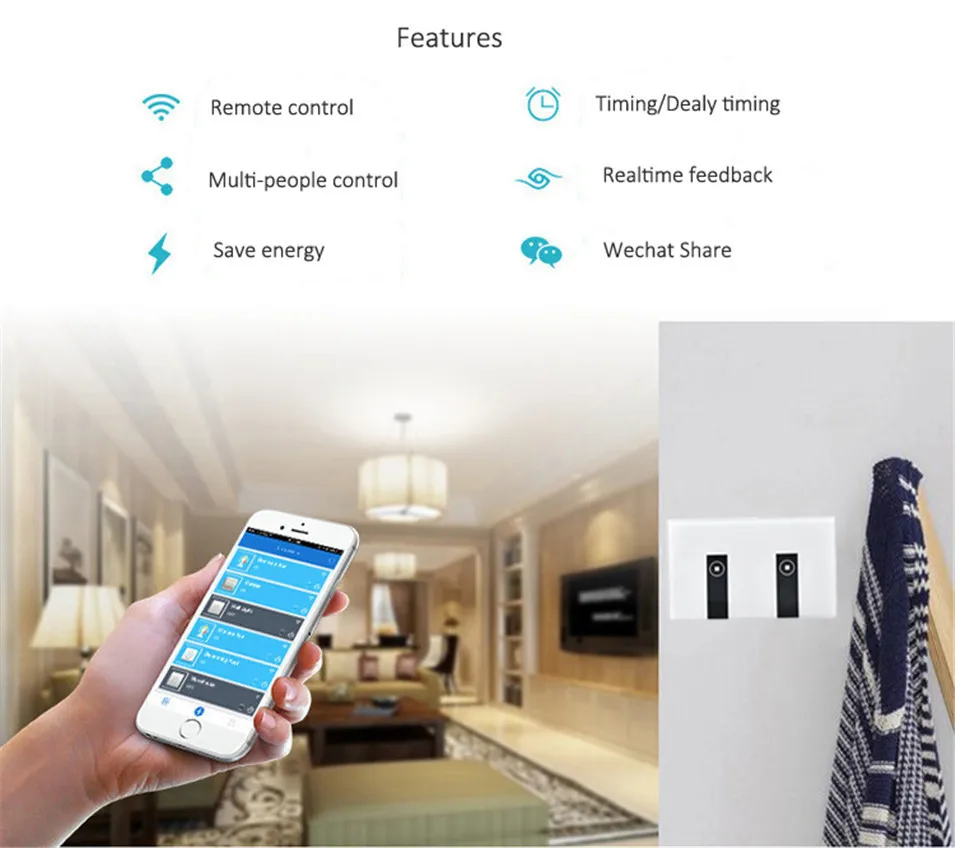 Ewelink приложение US 3 банды настенный сенсорный Wifi переключатель умный дом свет беспроводной переключатель дистанционное управление работает с Alexa