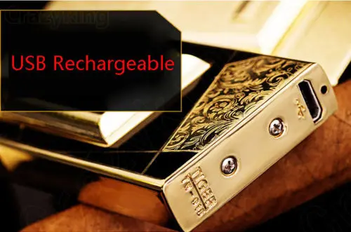 Электрическая usb зажигалка с двойной дугой для табака заряжаемая в подарочной