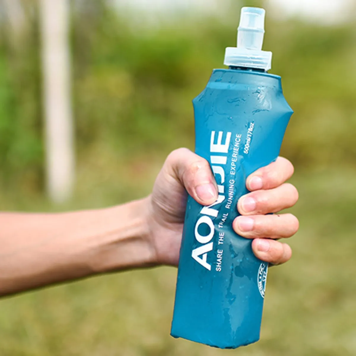 Складная голубая бутылка для воды путешествий спорта бега велоспорта чайник