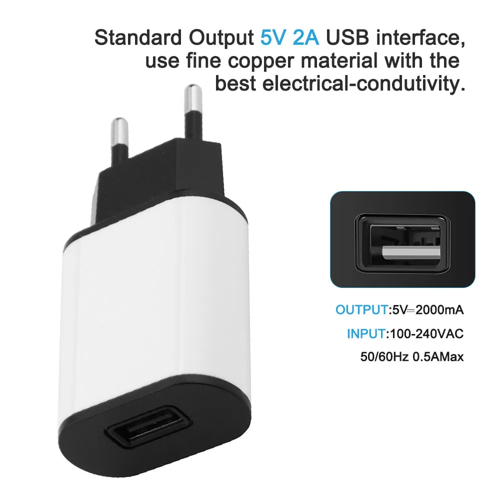 Зарядное устройство EU Plug USB настенное зарядное 5В 2А настенный адаптер зарядка