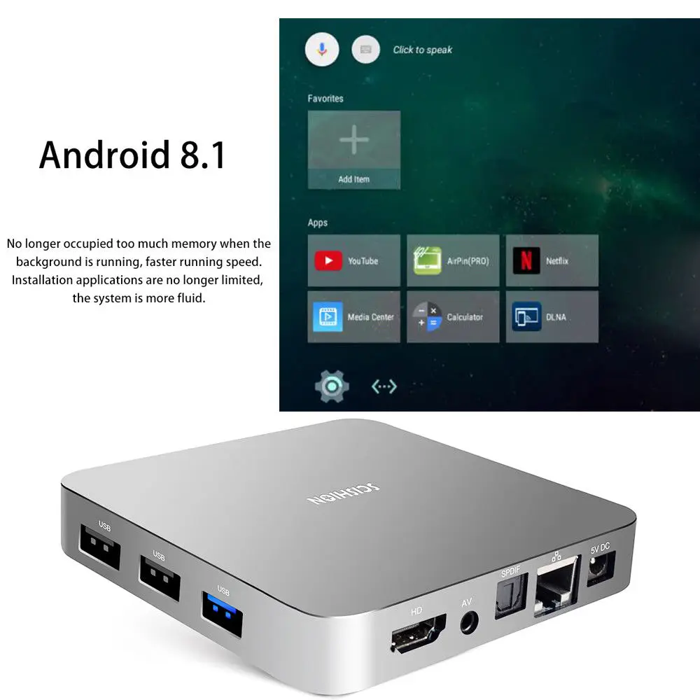 Фото Android 8.1 TV Box 2GB+16GB 4GB+32GB Bluetooth 4.0 RK3328 Quad Core 3D Video Voice-Control SCISHION Al ONE Smart 4K Электроника Android 8.1 TV Box 2GB+16GB 4GB+32GB Bluetooth 4.0 RK3328 Quad Core 3D Video Voice-Control SCISHION Al ONE Smart 4K Электроника