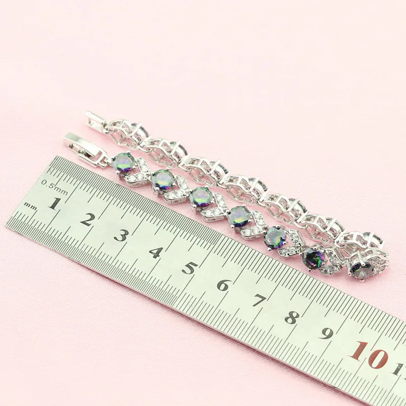 ЭШЛИ Радуга Камень Многоцветный Посеребренная Ювелирные Наборы Для Женщин