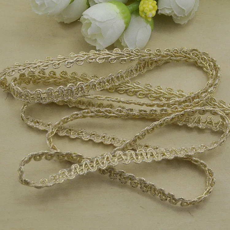 20yards 0.8cm gold silver yarns trim lace ribbon for clothing dress decoration accessory DIY sewing garment braid | Дом и сад