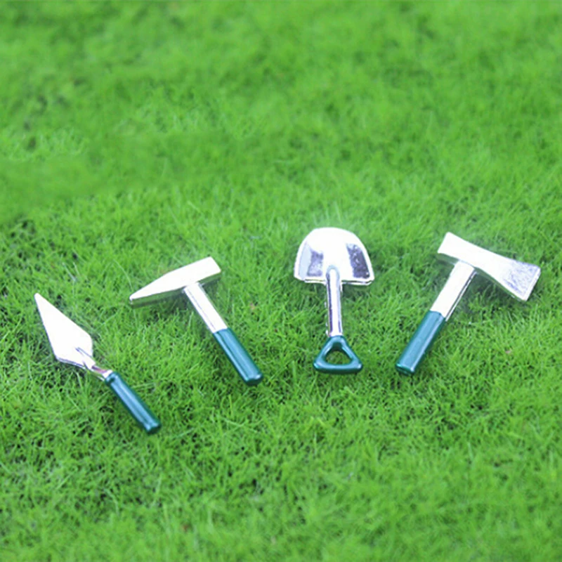 

4pcs Dolls Outdoor Decoration Accessories Toy DIY Miniatura Metal Watering 1:12 Dollhouse Miniature Gardening Tools Set