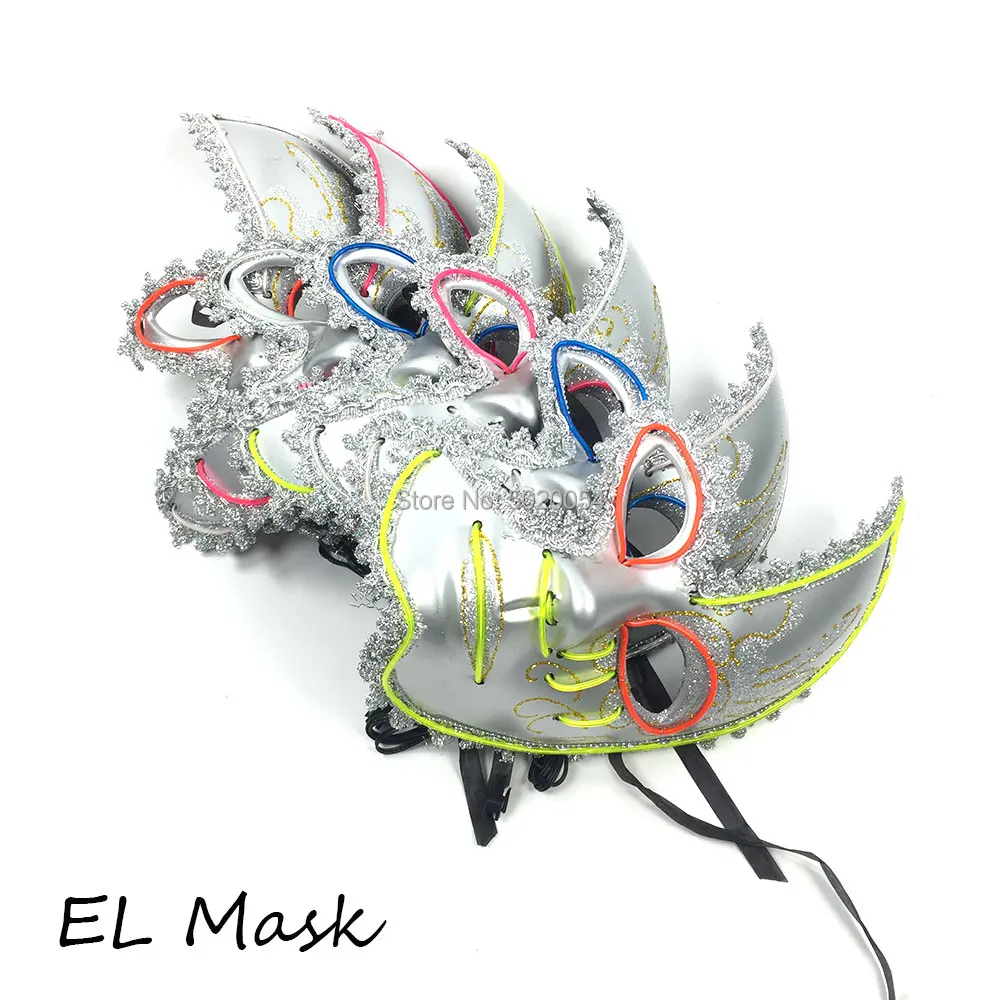 Новинка маска на Хэллоуин светящаяся EL wire Masque светодиодный неоновый светильник