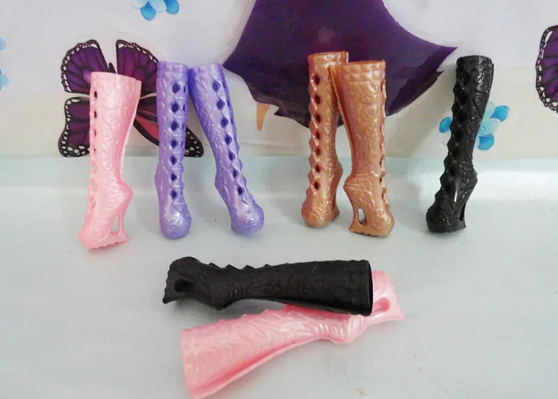 100 пар/лот сапоги на высоком каблуке смешанных цветов для куклы-монстры 1/6 куклы