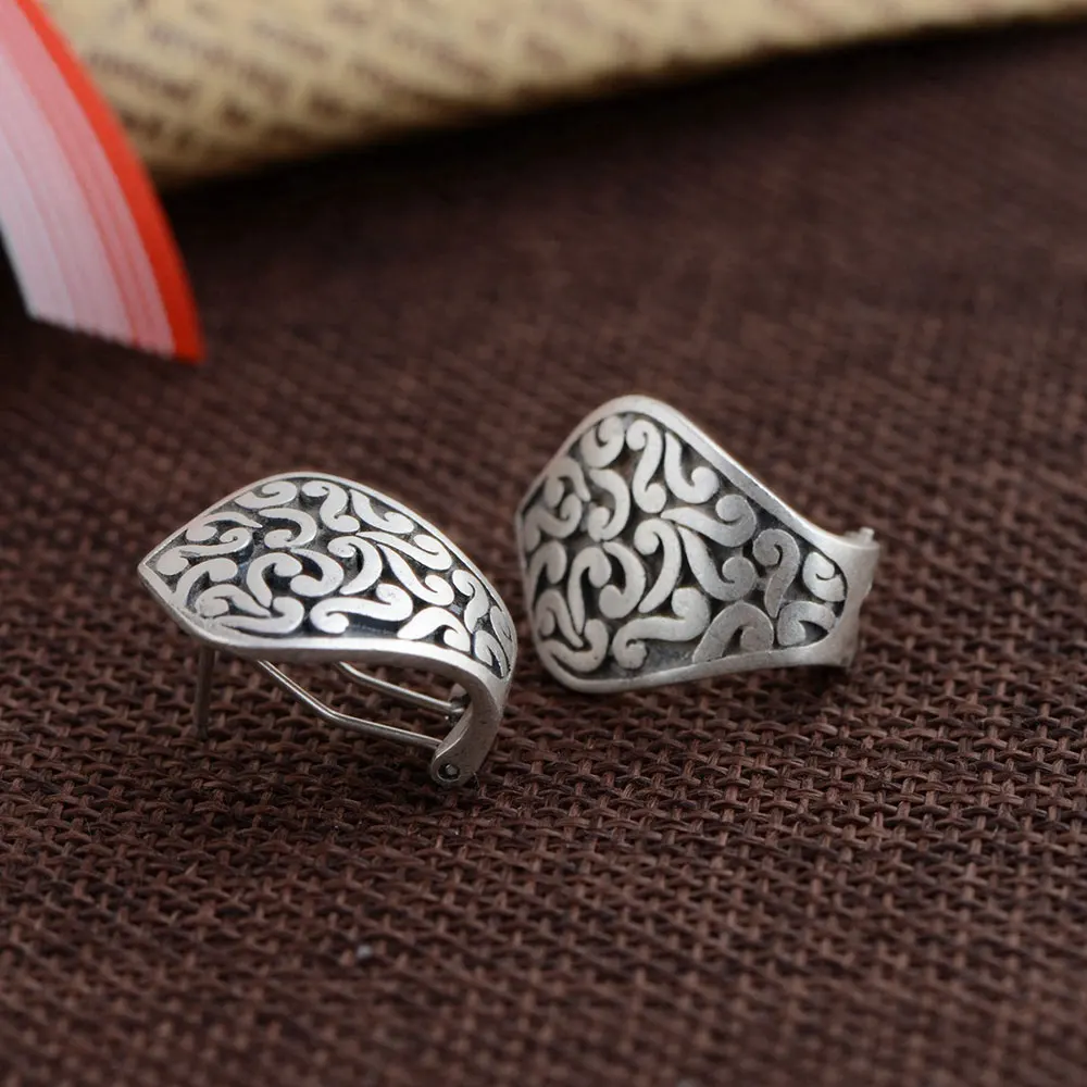 Серьги из серебра 925 для женщин ювелирные изделия Модные Букле д 'Орель S925 серебро лист серьги с узором