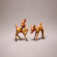 2pcsset artificial mini sika deer fairy garden miniatures gnomes moss terrariums resin crafts figurines for home decoration d3