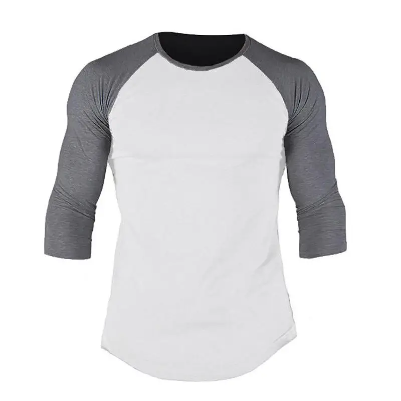 Белый Hirigin бренд Harajuku Jogger 3/4 рукав футболка мужская бейсбольная Футболка реглан Джерси много футболок вырез лодочкой Простые Топы уличная одежда - Цвет: Белый