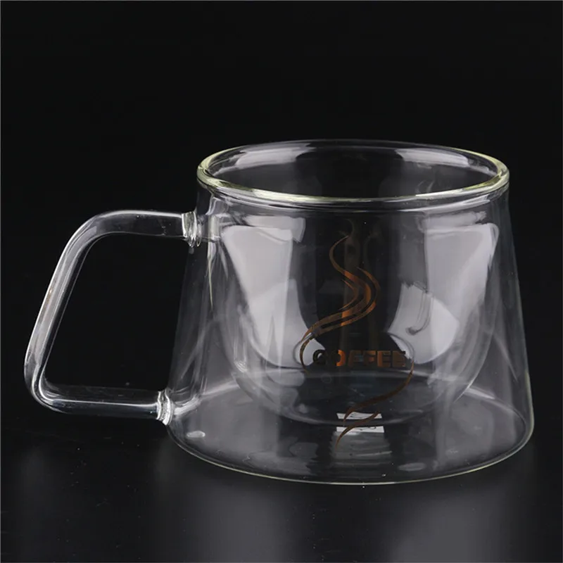 transparent double layers glass coffee mug portable creative of cup with holder thermo thermal cups | Дом и сад