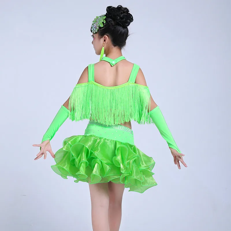 Женский костюм для латиноамериканских танцев бальное платье с бахромой юбка