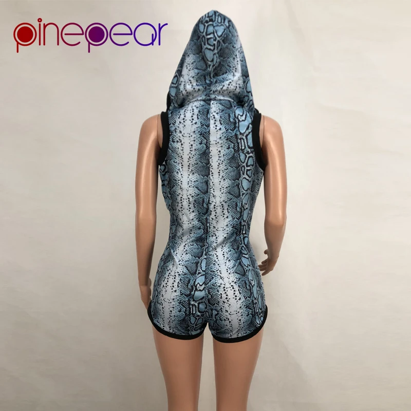 Женский летний тренировочный костюм бюстгальтер со змеиным принтом и капюшоном