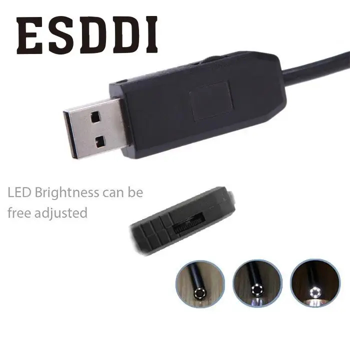 Esddi Новый 2/5/10 м 5 мм USB эндоскопа Водонепроницаемый 6LED инспекции Гибкая