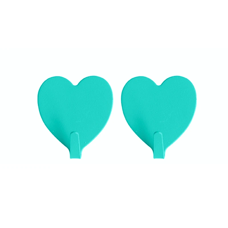 Mint green Сердце Форма Органайзер блестящие крючки на липучке креативный настенный крюк для хранения розового цвета; сине-белые Нержавеющая сталь 2 шт./упак. Кухня - Цвет: Mint green