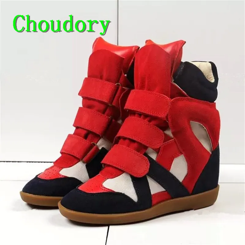 Choudory Высота Увеличение Высокий Верх женская Обувь Твердые Крюк Петля