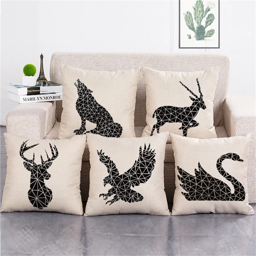 ZXZXOON модные геометрические чёрные и белые животных пятнистого оленя волк Орел