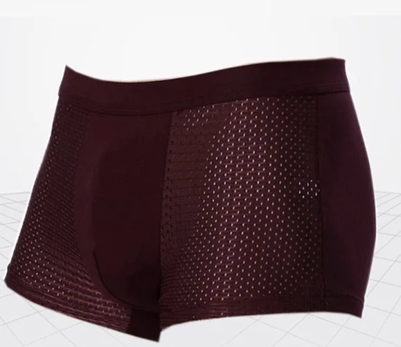wine red Мужское нижнее белье, боксеры, шелк, модал, мужские шорты, большой размер, дышащая сетка, Летняя Сетка, нижнее белье, Модал - Цвет: wine red