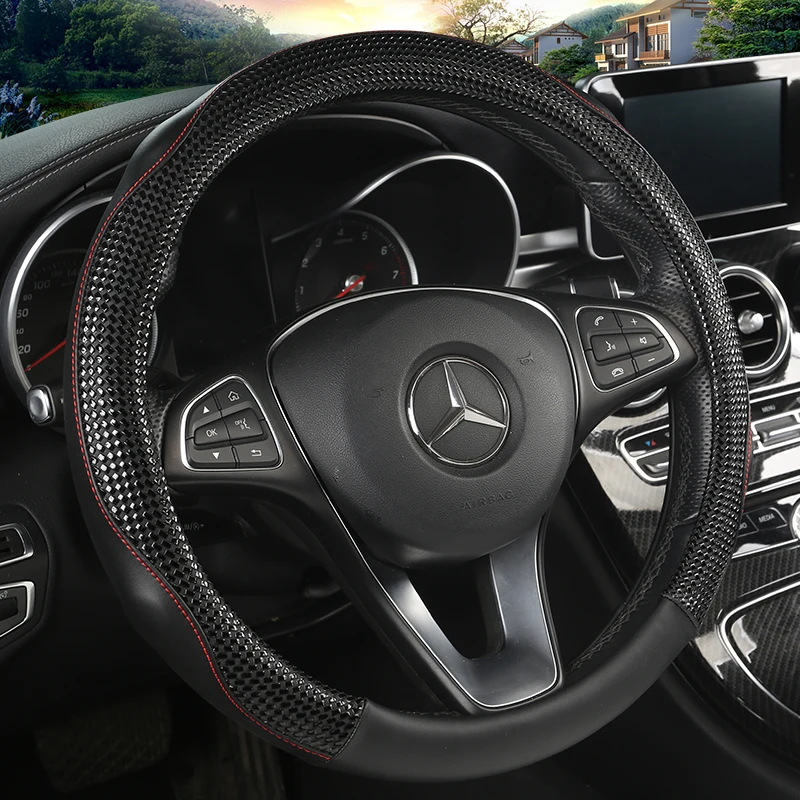 

Car Steering-wheel Cover Car-styling Anti-catch Holder Protor Sport Auto Steering Wheel Covers Anti-Slip PU Leather