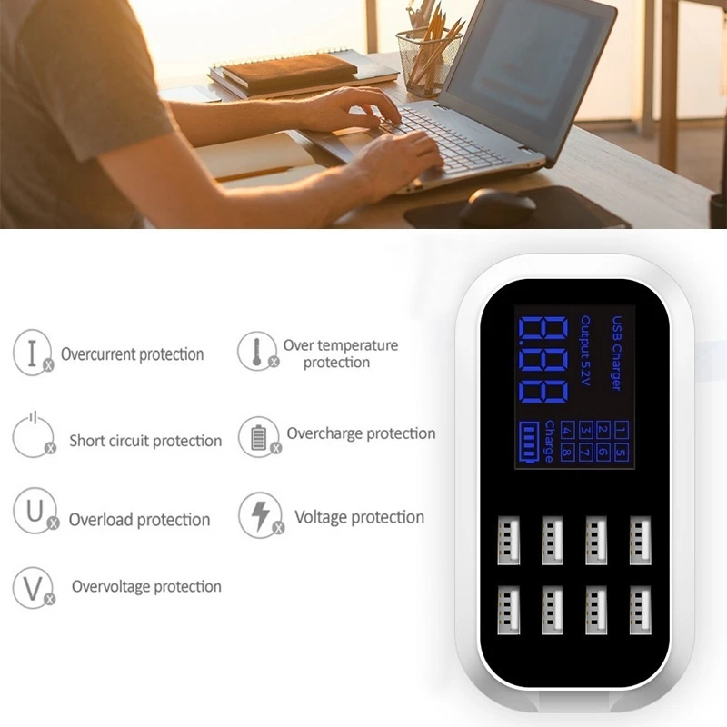8-портовый usb-хаб быстрое зарядное устройство адаптер питания с умным IC Auto Detect Tech |