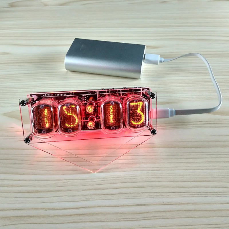 DIY 4 бит RGB светодиодный свечение цифровая плата часов Nixie трубка часы комплект DIY электронные настольные часы в стиле ретро RGB трубка в комплект не входит