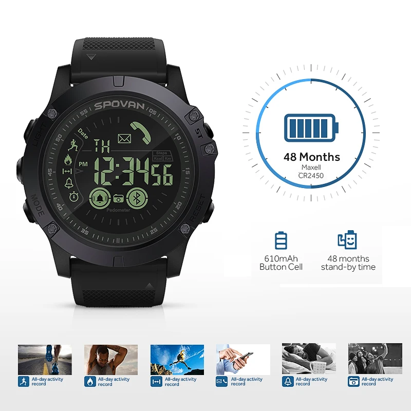 Фитнес SmartWatch с Bluetooth 48-месяц в режиме ожидания смарт-группы напоминание сообщение