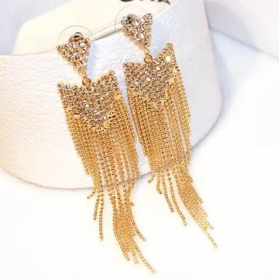 Charmcci Rhinestone Vintage Tassel Earrings Drop Earring Quality For Women Luxury Jewelry Long Dangle | Украшения и аксессуары