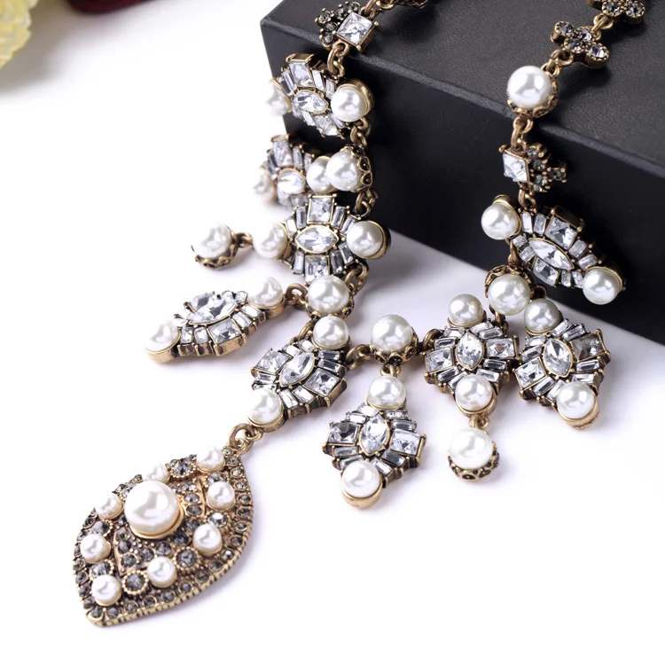 Ожерелье высокая мода веер королевское дело преувеличенный золотой цвет Длинные