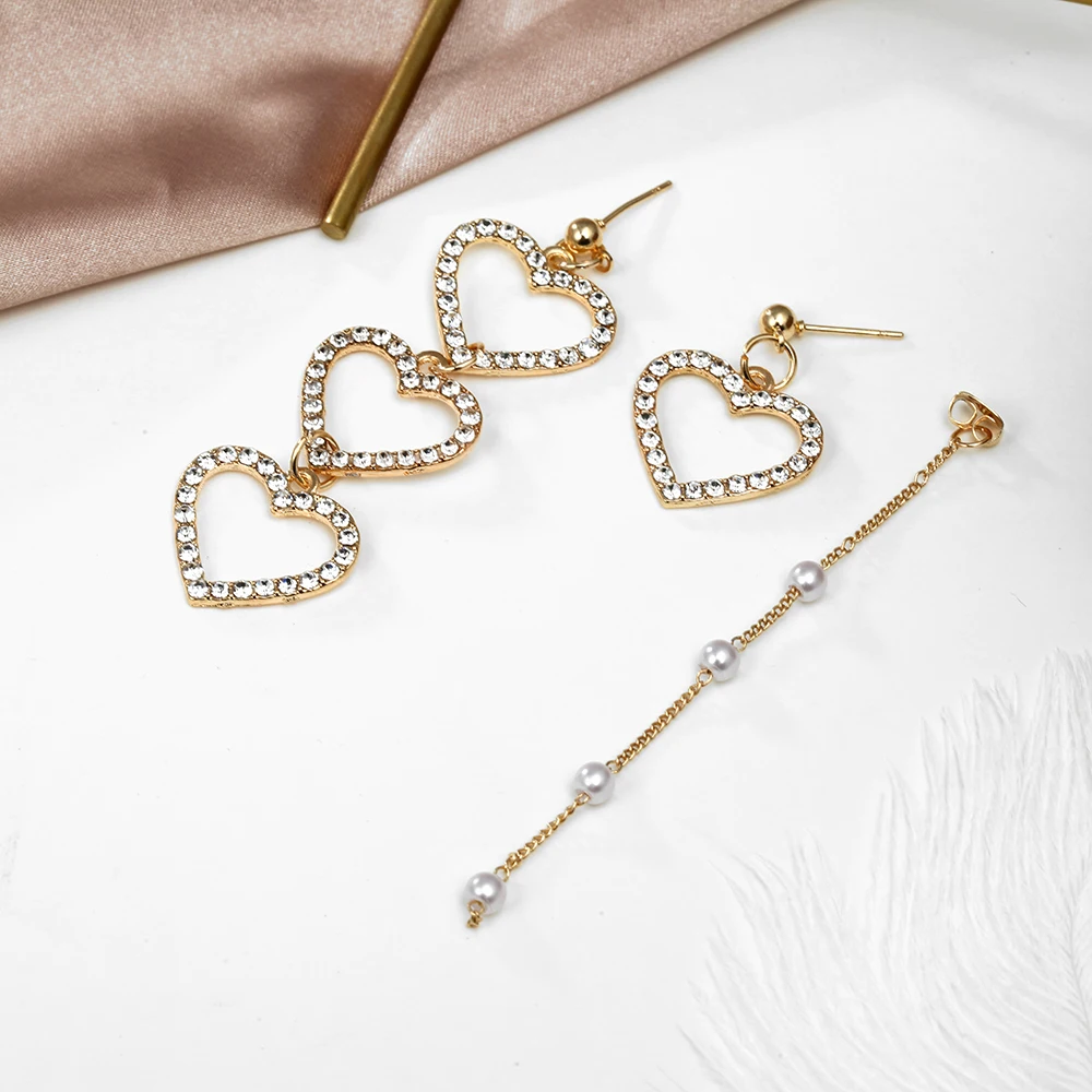 Женские серьги с сердечком жемчугом и кисточками в Корейском стиле модные