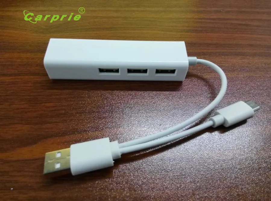 Carprie Новый Type C + USB 2 0 к RJ45 Lan Карта Ethernet сетевой кабель 3 порта концентратор для Win 8 7