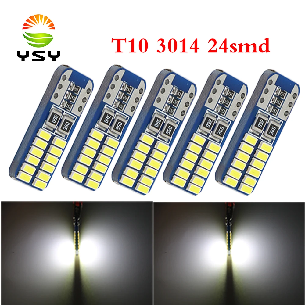 YSY 300x w5w светодиодные лампы t10 194 168 501 3014 24smd Светодиодные Авто сторона wedgelicense