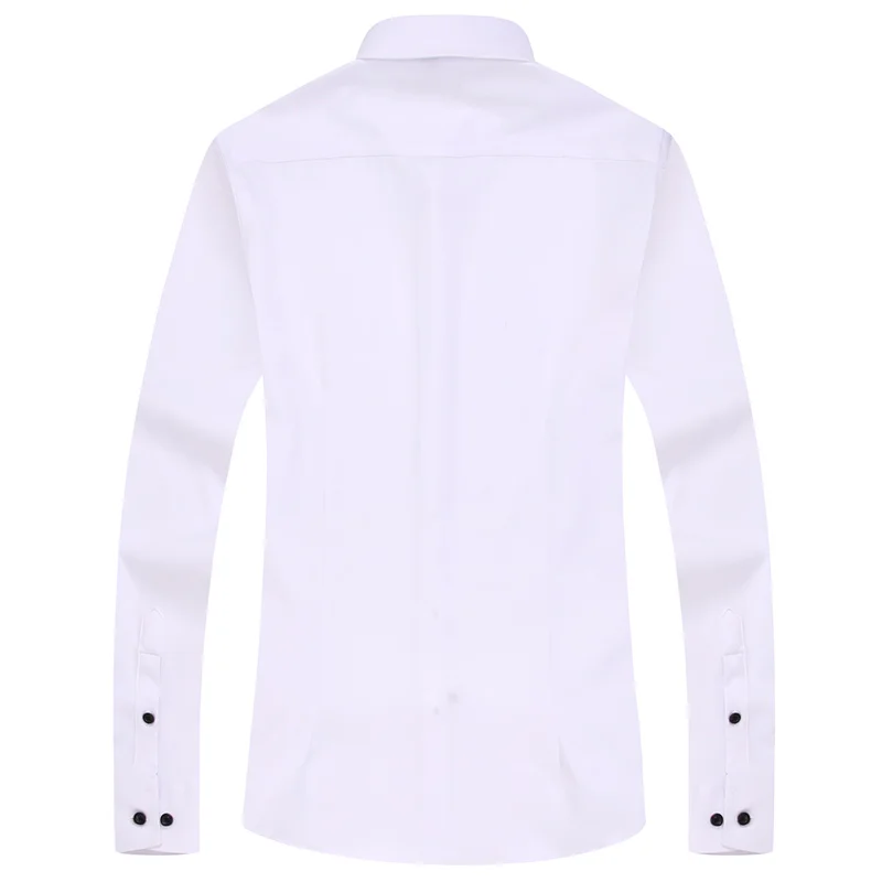 Рубашка мужская деловая однотонная Классическая эластичная с длинным рукавом