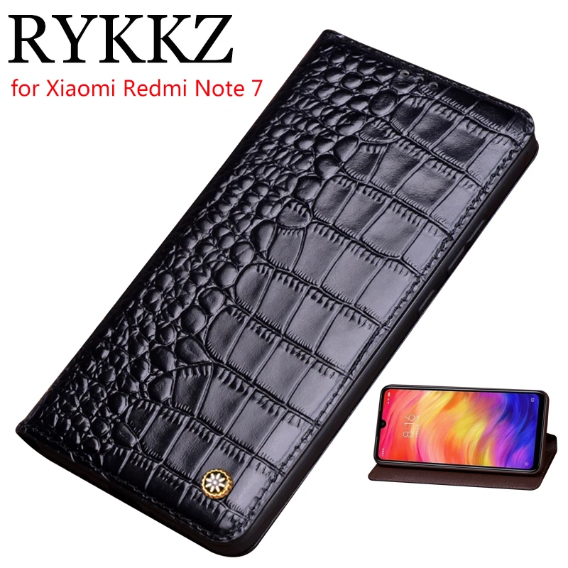 RYKKZ чехол из натуральной кожи с откидной крышкой для Xiaomi Redmi Примечание 7 Чехол на
