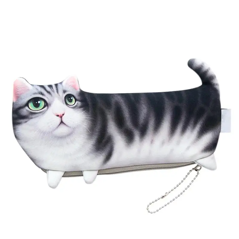 Gray cat Banabanma студентов кошельки с имитировать Кот Pen Сумка Макияж Контейнер Кошелек Рождественский подарок портмоне и кошельки ZK40 - Цвет: Gray cat
