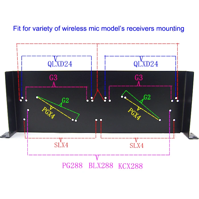 Стойка кронштейн для беспроводного микрофона 19 дюймов shure SLX4/PGX4/QLXD4/BLX288