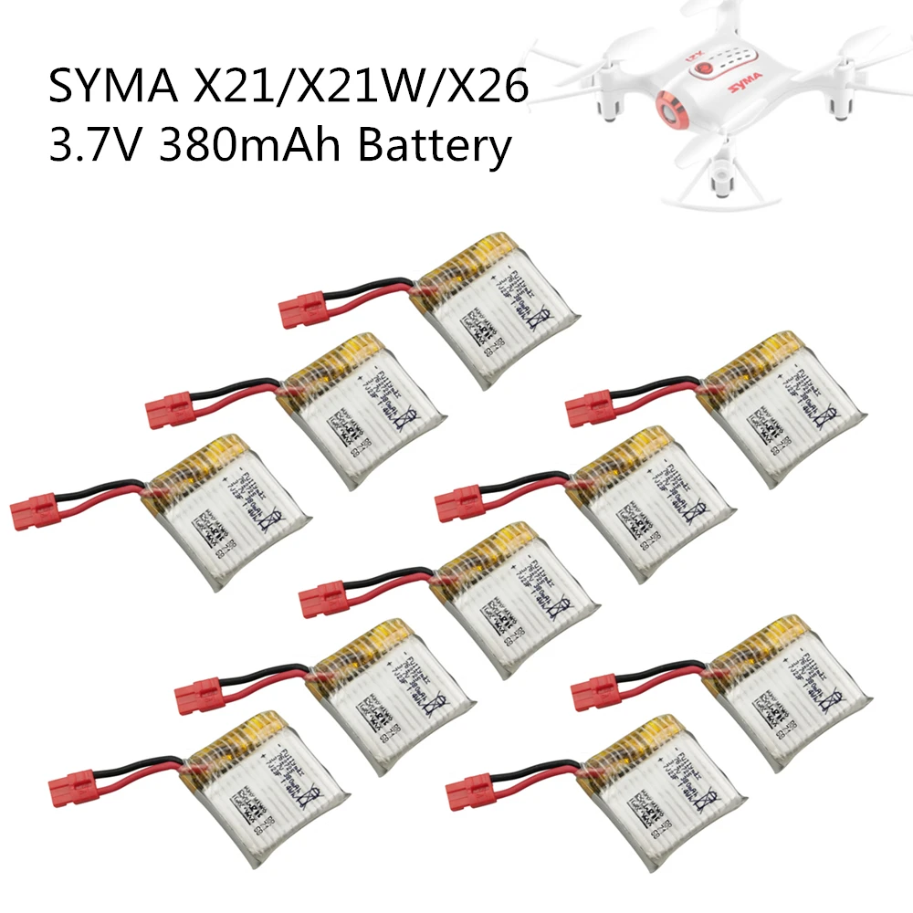 10 шт., батарея SYMA X21 X21W для квадрокоптера, дистанционное управление, запасные части для вертолета, литиевая батарея 3,7 В 380 мА/ч