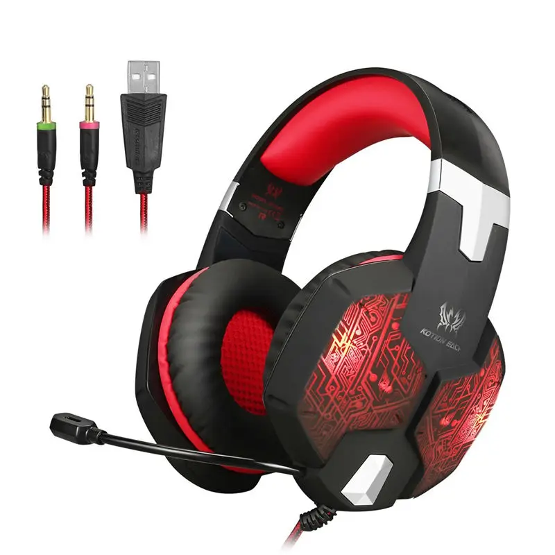 Casque Gamer наушники с микрофоном для ПК игровая гарнитура компьютерные наушники Игровые наушники для компьютера с микрофоном - Цвет: Red