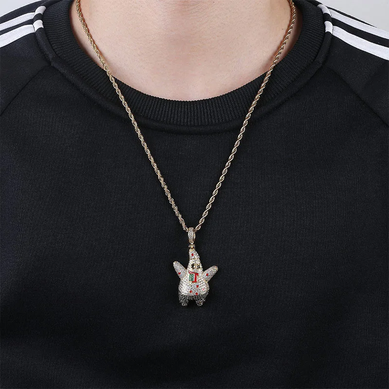 Подвеска с персонажами из мультфильмов, ожерелье для мужчин и женщин, подарки, Новое поступление, AAA циркониевое ожерелье, хип-хоп ювелирное изделие