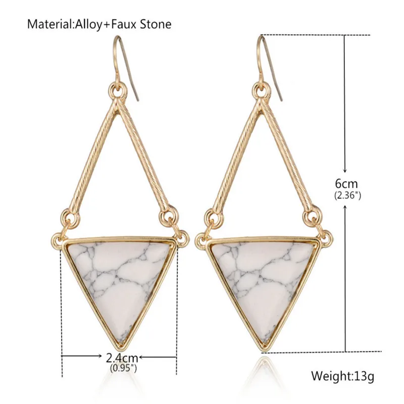 Comiya Белый Треугольник Готический Падение моды Серьги Для Женщин Boho Цинковый