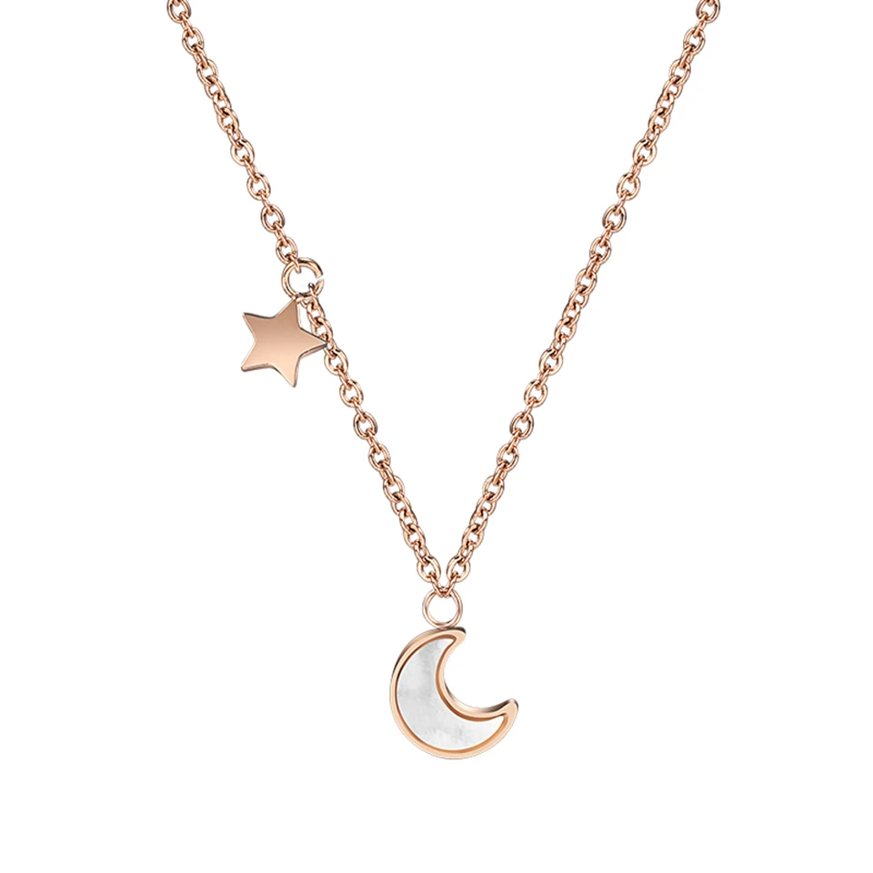 С изображением Луны и звезд колье серьги ювелирные наборы титановая инкрустация