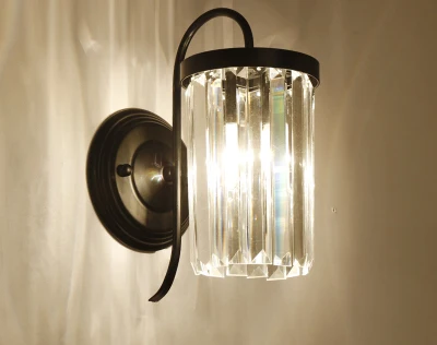 LED Кристалл Бра современной гостиной фон бра спальня исследование ночники лестницы зеркало в ванной фар бра в ванную бра хрустальные белы бра для детской бра настенные светильники хрустальные бра на кухню - Цвет абажура: black