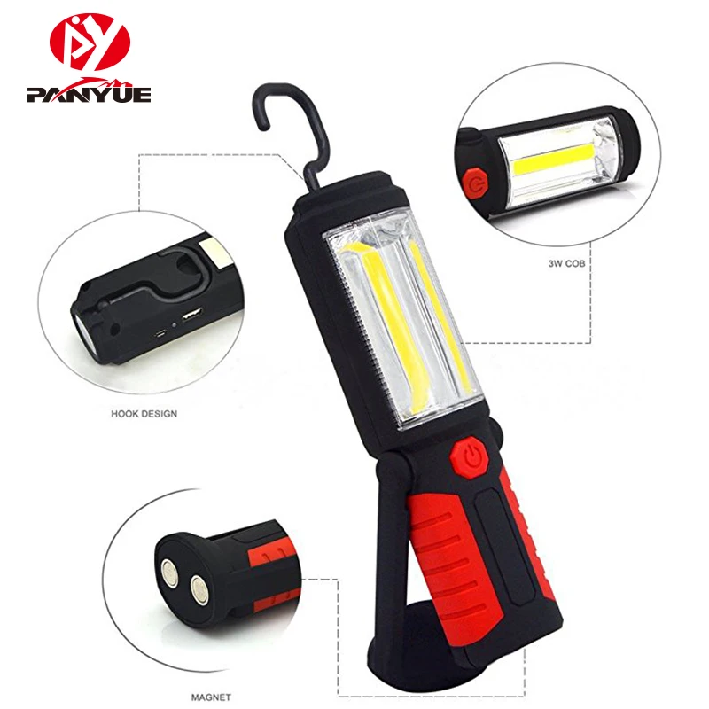 

PANYUE LED Work Lamp USB Rechargeable Inspection Flashlight Magnetic Hook Emergency Torch Lantern For Working,Repairing