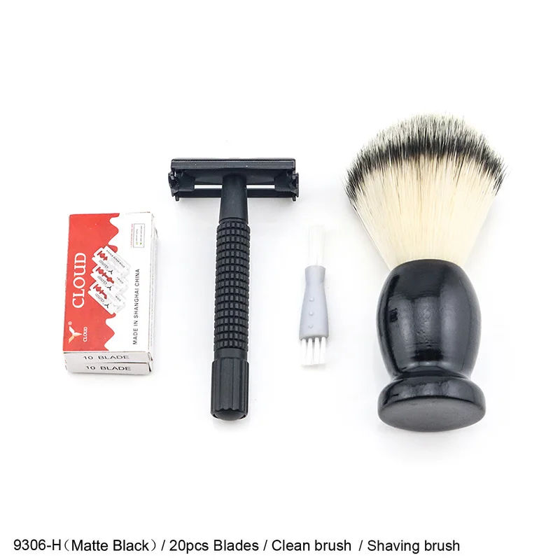 9306-H set3 Безопасная бритва с бабочкой WEISHI латунный материал пистолет цвет 9306-C или черный Дорожный Чехол из нержавеющей стали зеркало высокое качество Новинка - Цвет: 9306-H set3