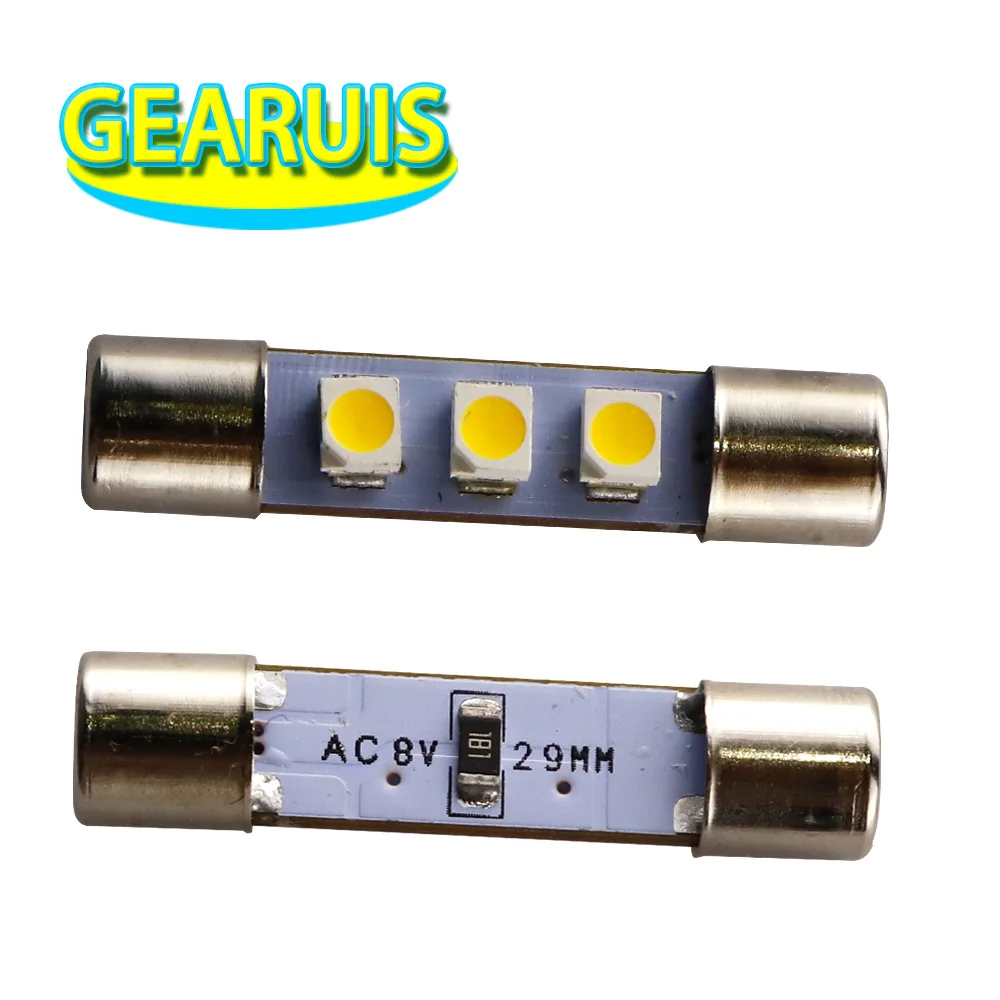 10pcs AC 8V Audio equipment receiver Reading Light T6.3 Flood Festoon C5W 29mm 31mm 3 SMD 1210 3528 LED License plate light 8V