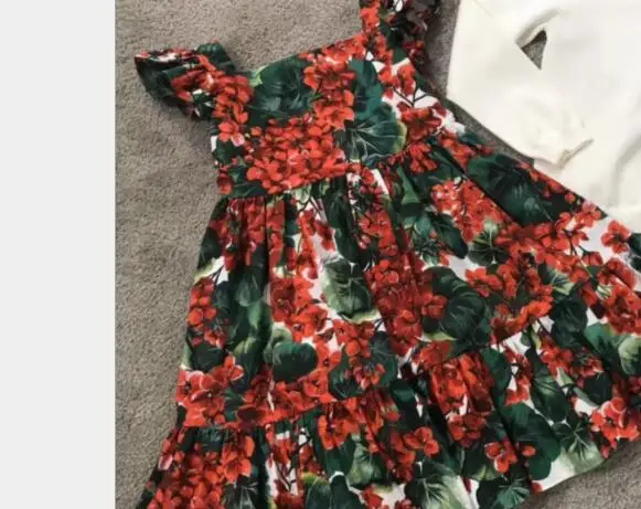 only dress Платье с цветочным рисунком для маленьких девочек, милое летнее платье для маленьких девочек, детская одежда высокого качества - Цвет: only dress