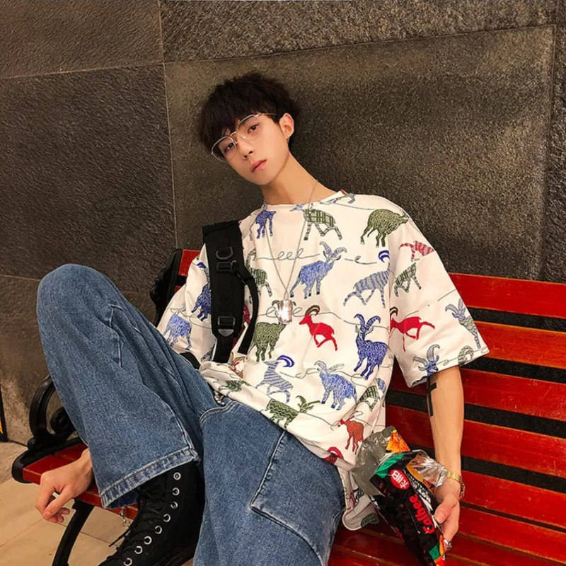 Новинка лета 2019 свободная повседневная футболка с рисунком из мультфильма