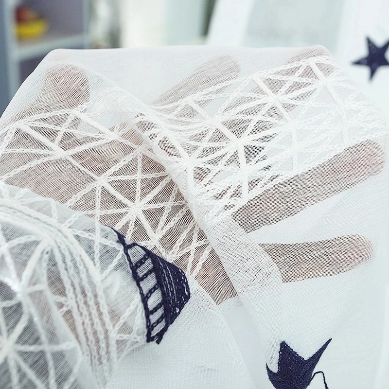 [Byetee] хлопок лен вышитый экран для детей мальчиков спальни тюль кухни прозрачная